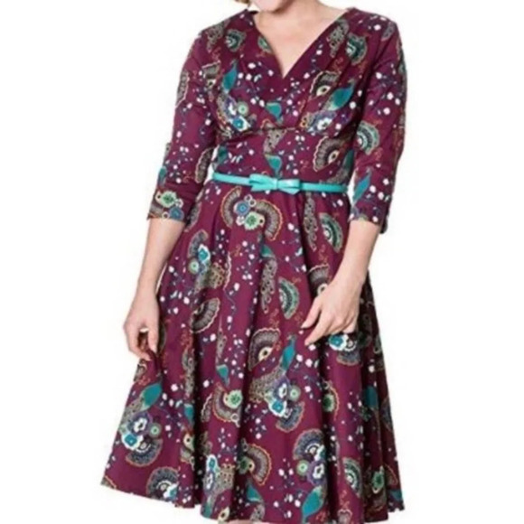 Modcloth "Boldly Rockabilly Peacock Dress" Banned Frankie Cut - Picture 1 of 6